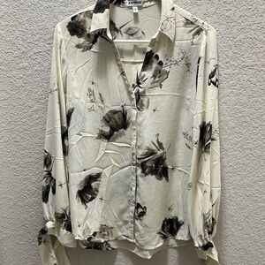 Express Casual Button Down Shirt White and Black